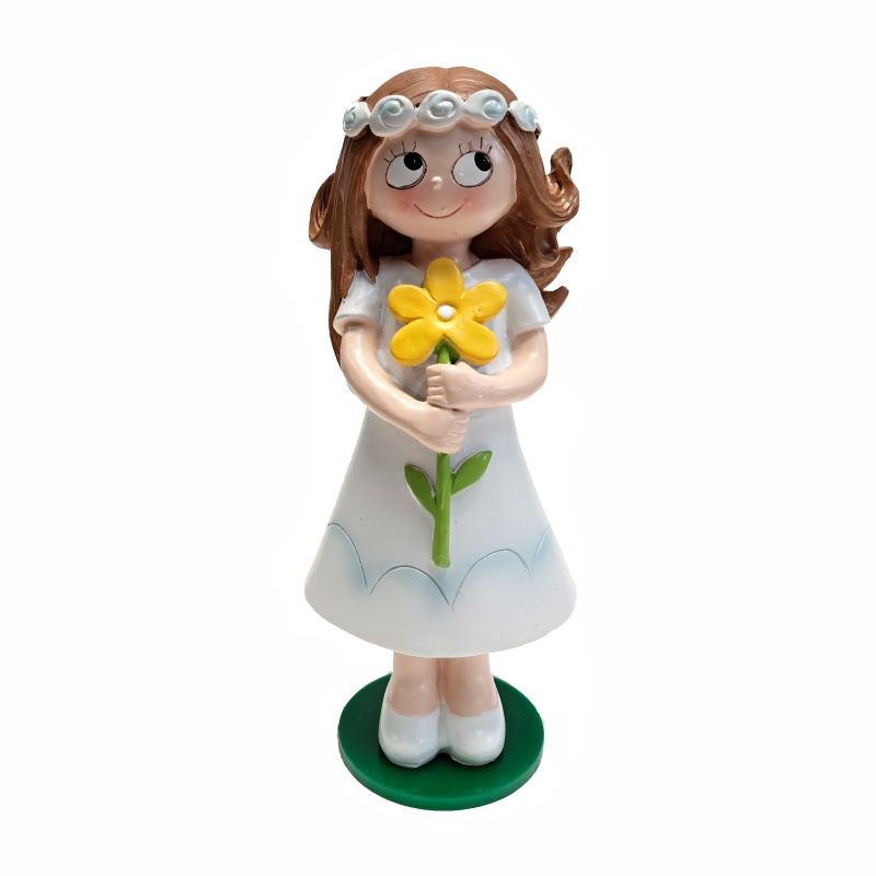 Figura comunión niña flor amarilla