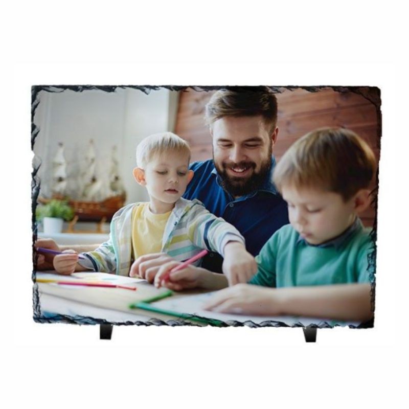 Foto en piedra de pizarra con soporte