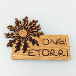 Cartel madera Ongi Etorri con eguzkilore
